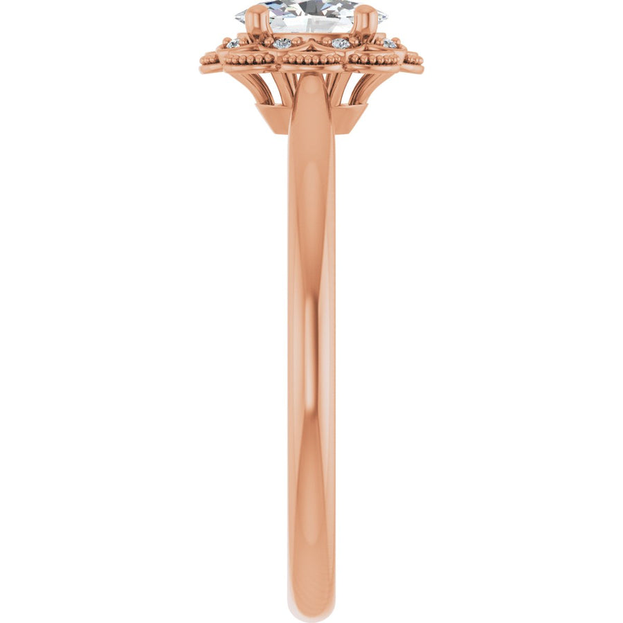 Oval Bezel-Set Halo-Style Engagement Ring Semi-Mount - gallery - Series 124282