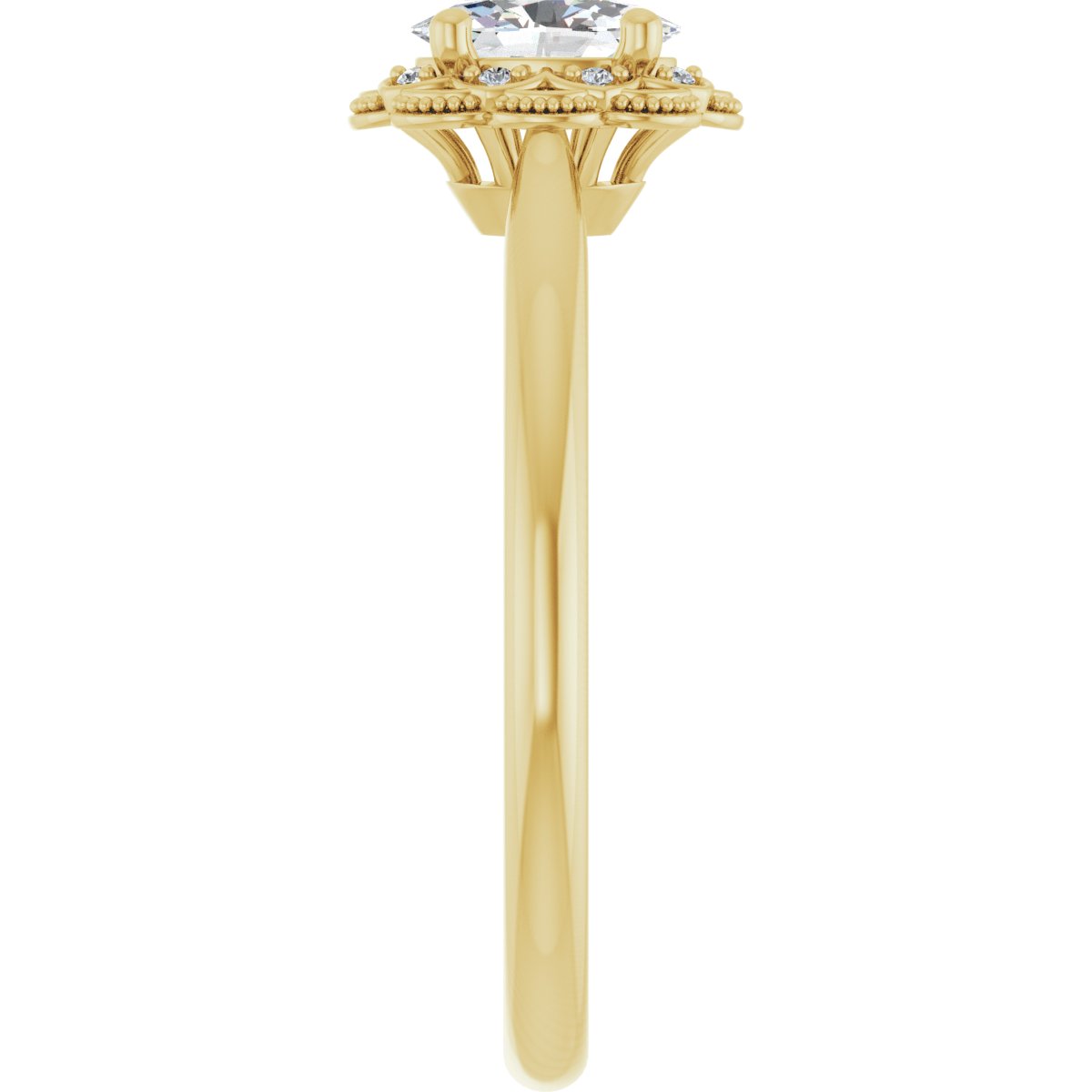 Oval Bezel-Set Halo-Style Engagement Ring Semi-Mount - gallery - Series 124282