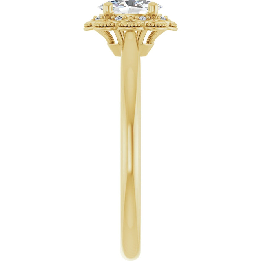 Oval Bezel-Set Halo-Style Engagement Ring Semi-Mount - gallery - Series 124282