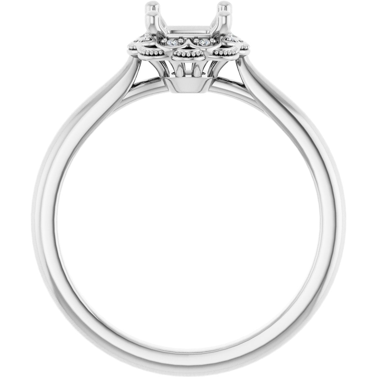 Square Bezel-Set Halo-Style Engagement Ring Semi-Mount - gallery - Series 124282