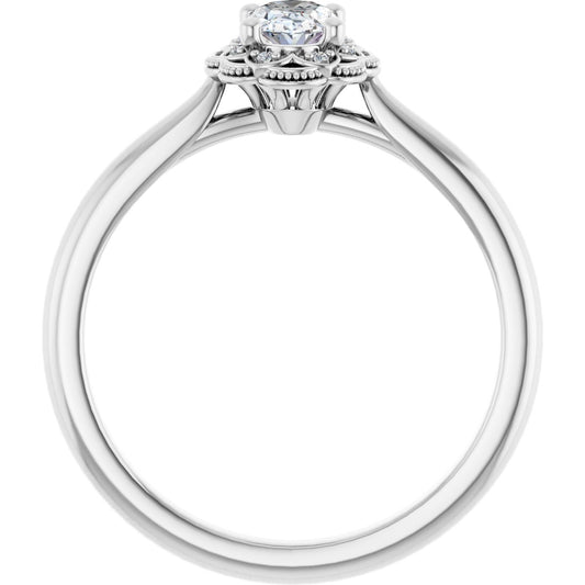 Oval Bezel-Set Halo-Style Engagement Ring Semi-Mount - gallery - Series 124282