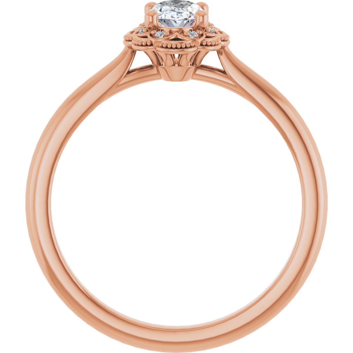 Oval Bezel-Set Halo-Style Engagement Ring Semi-Mount - gallery - Series 124282