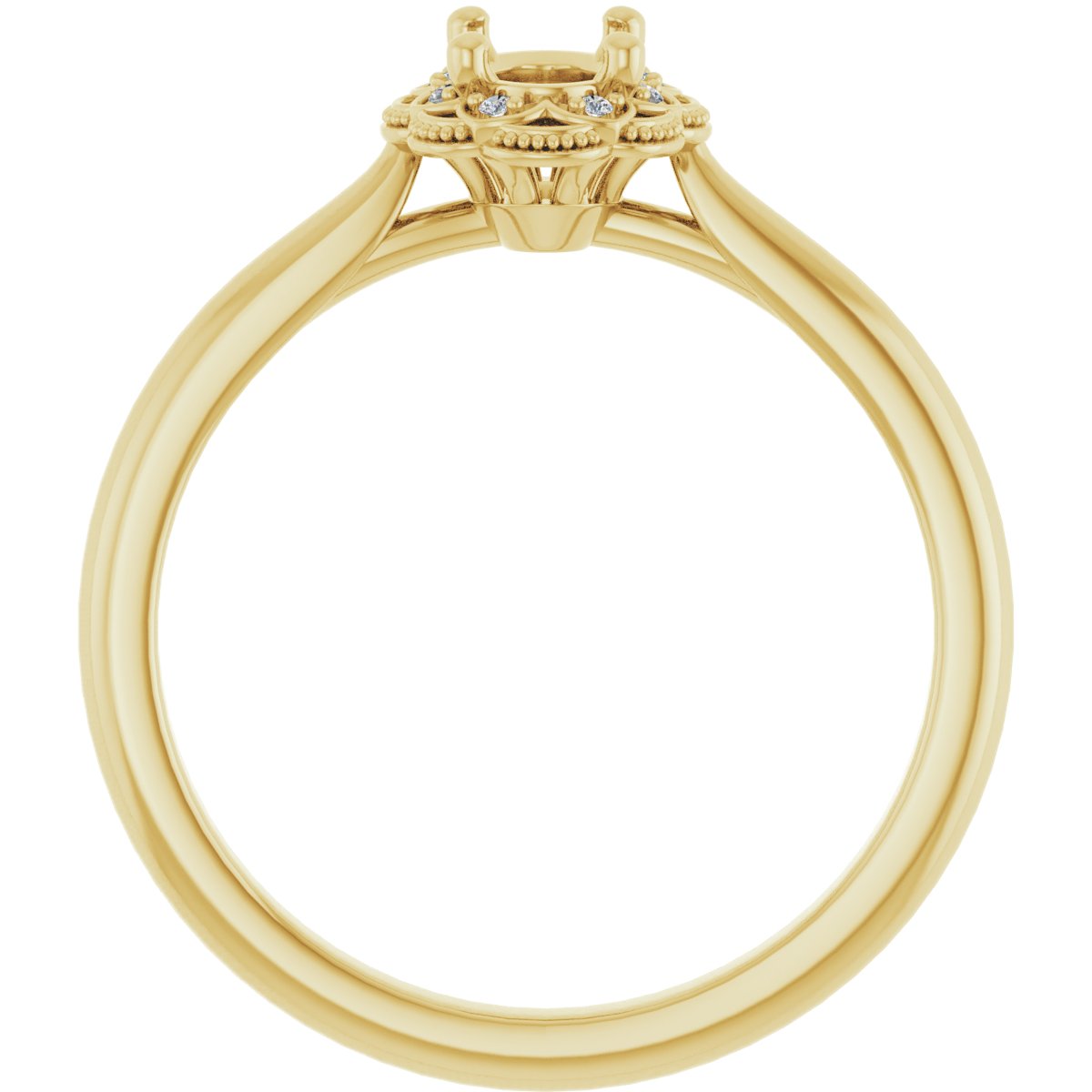 Oval Bezel-Set Halo-Style Engagement Ring Semi-Mount - gallery - Series 124282