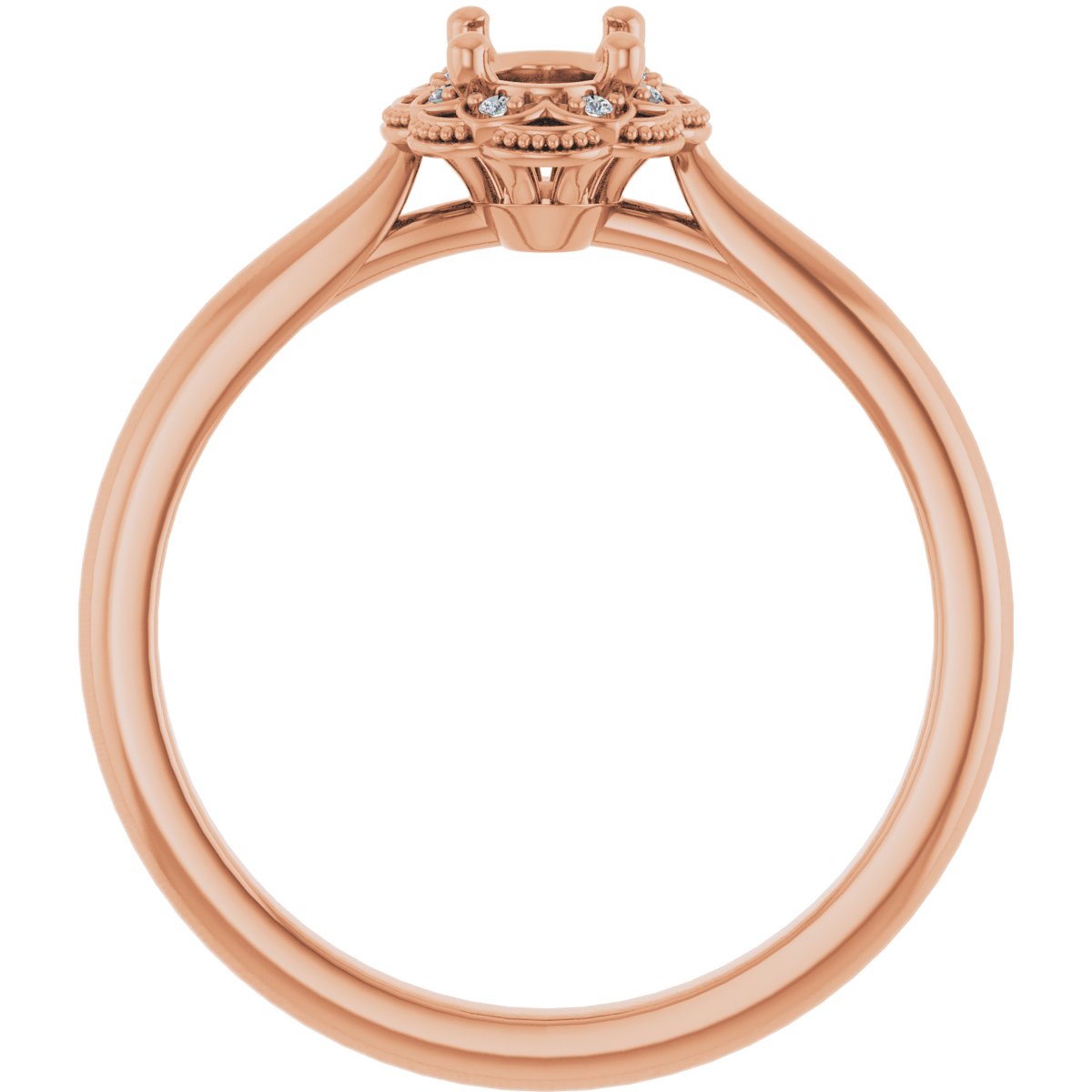 Oval Bezel-Set Halo-Style Engagement Ring Semi-Mount - gallery - Series 124282