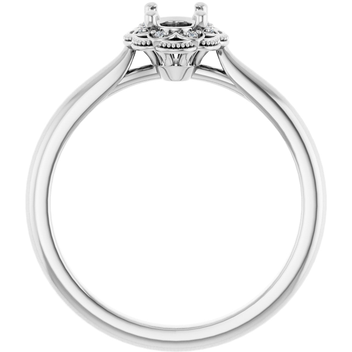 Oval Bezel-Set Halo-Style Engagement Ring Semi-Mount - gallery - Series 124282