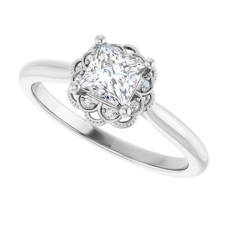 Square Bezel-Set Halo-Style Engagement Ring Semi-Mount - gallery - Series 124282