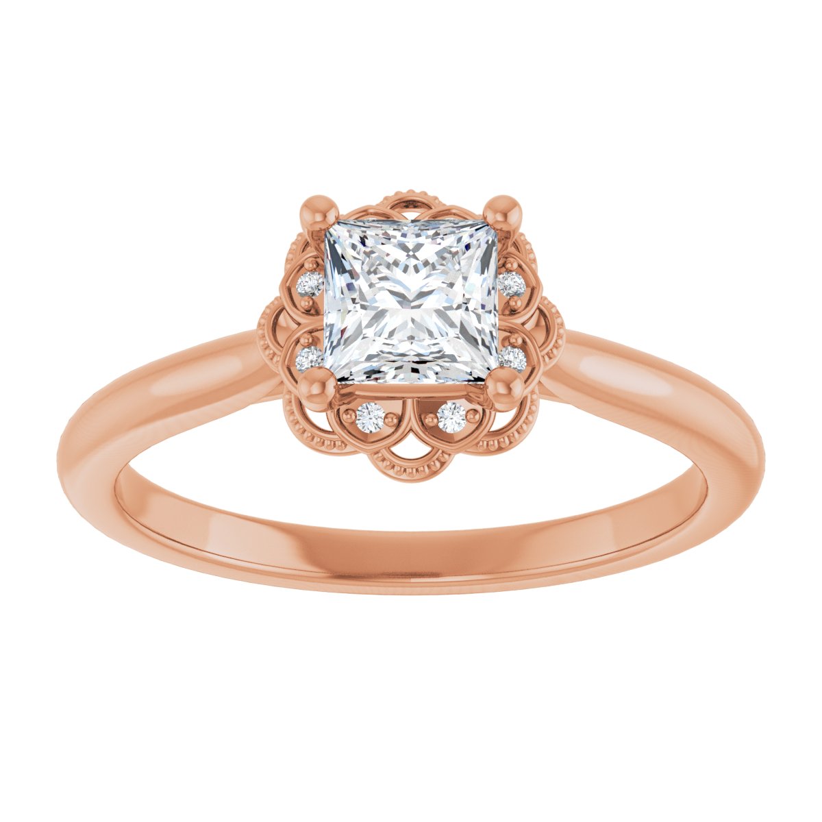 Square Bezel-Set Halo-Style Engagement Ring Semi-Mount - gallery - Series 124282