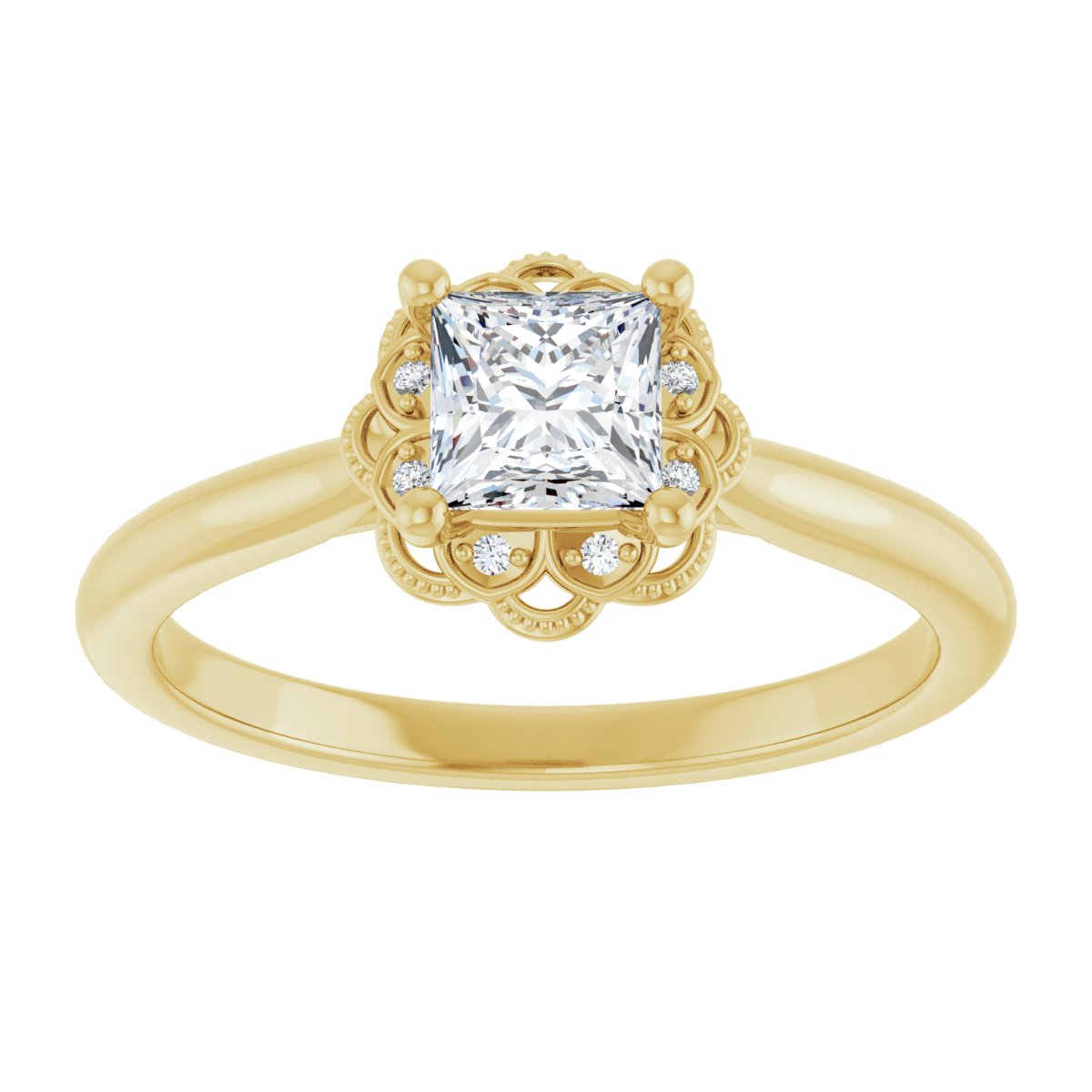 Square Bezel-Set Halo-Style Engagement Ring Semi-Mount - gallery - Series 124282