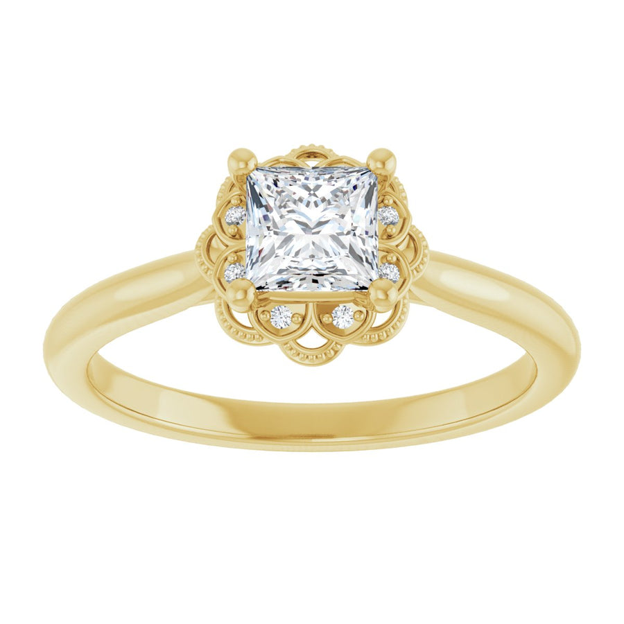 Square Bezel-Set Halo-Style Engagement Ring Semi-Mount - gallery - Series 124282