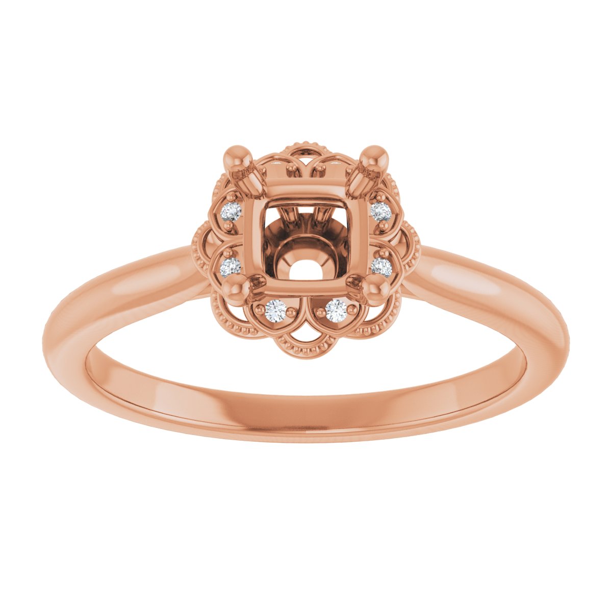 Square Bezel-Set Halo-Style Engagement Ring Semi-Mount - gallery - Series 124282
