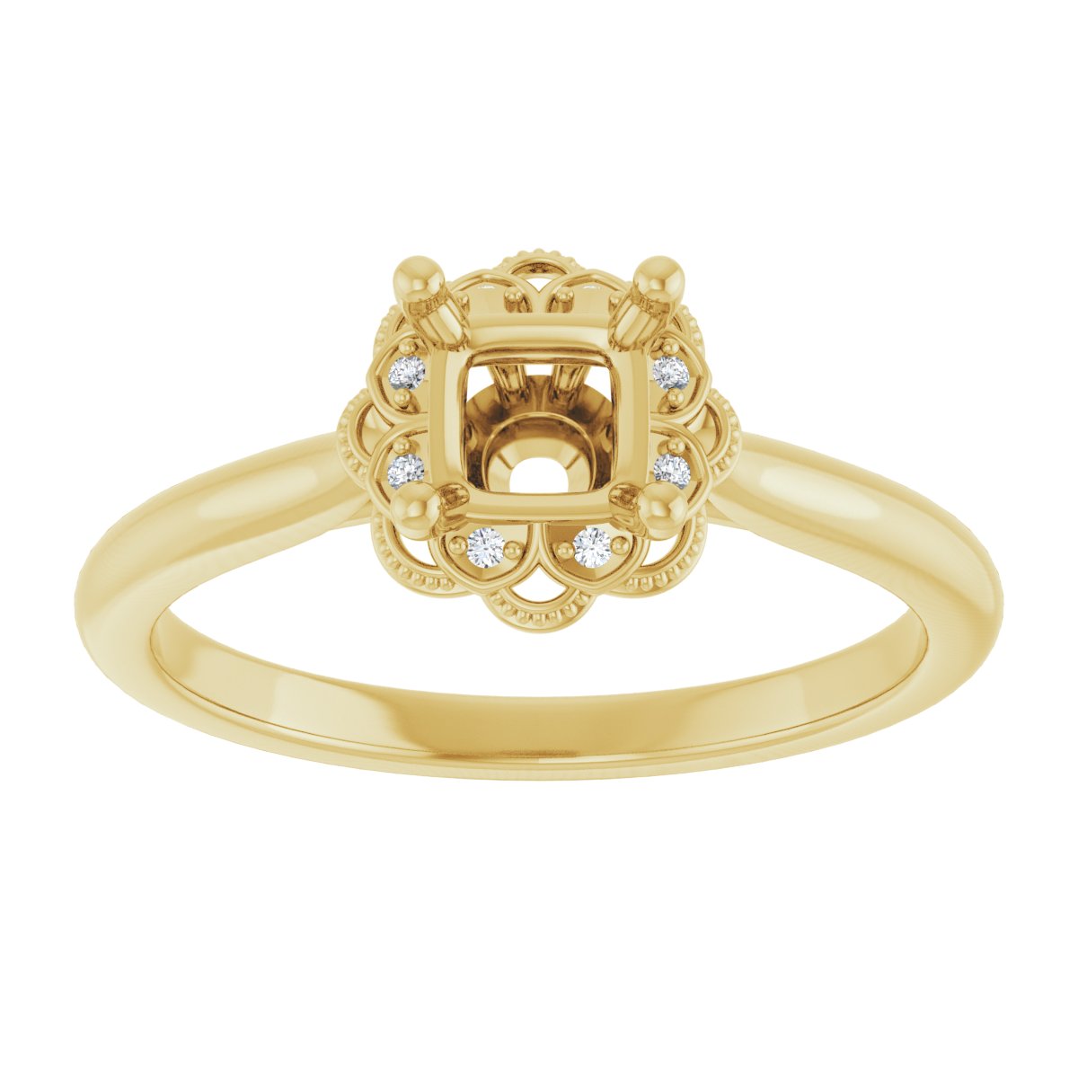 Square Bezel-Set Halo-Style Engagement Ring Semi-Mount - gallery - Series 124282