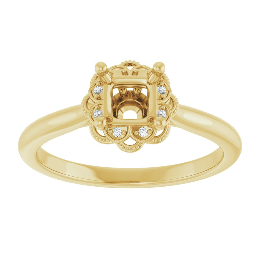 Square Bezel-Set Halo-Style Engagement Ring Semi-Mount - gallery - Series 124282