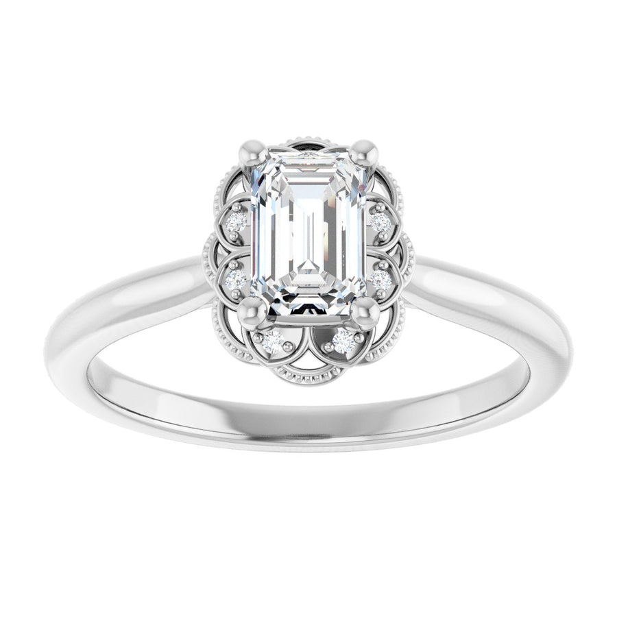 Emerald Bezel-Set Halo-Style Engagement Ring Semi-Mount - gallery - Series 124282
