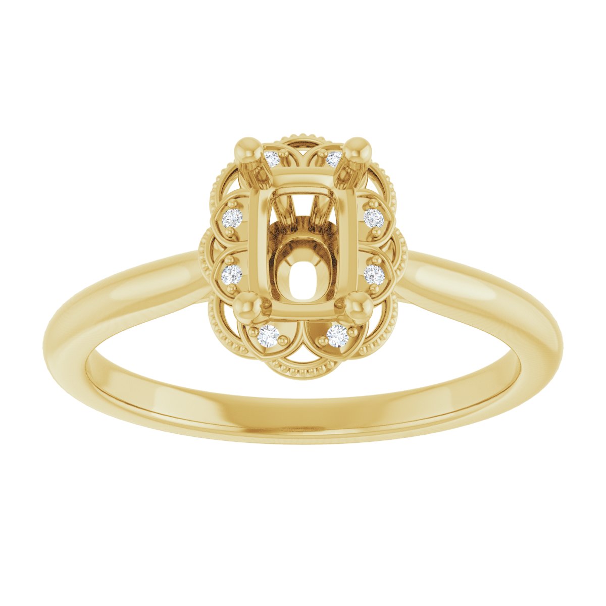 Emerald Bezel-Set Halo-Style Engagement Ring Semi-Mount - gallery - Series 124282
