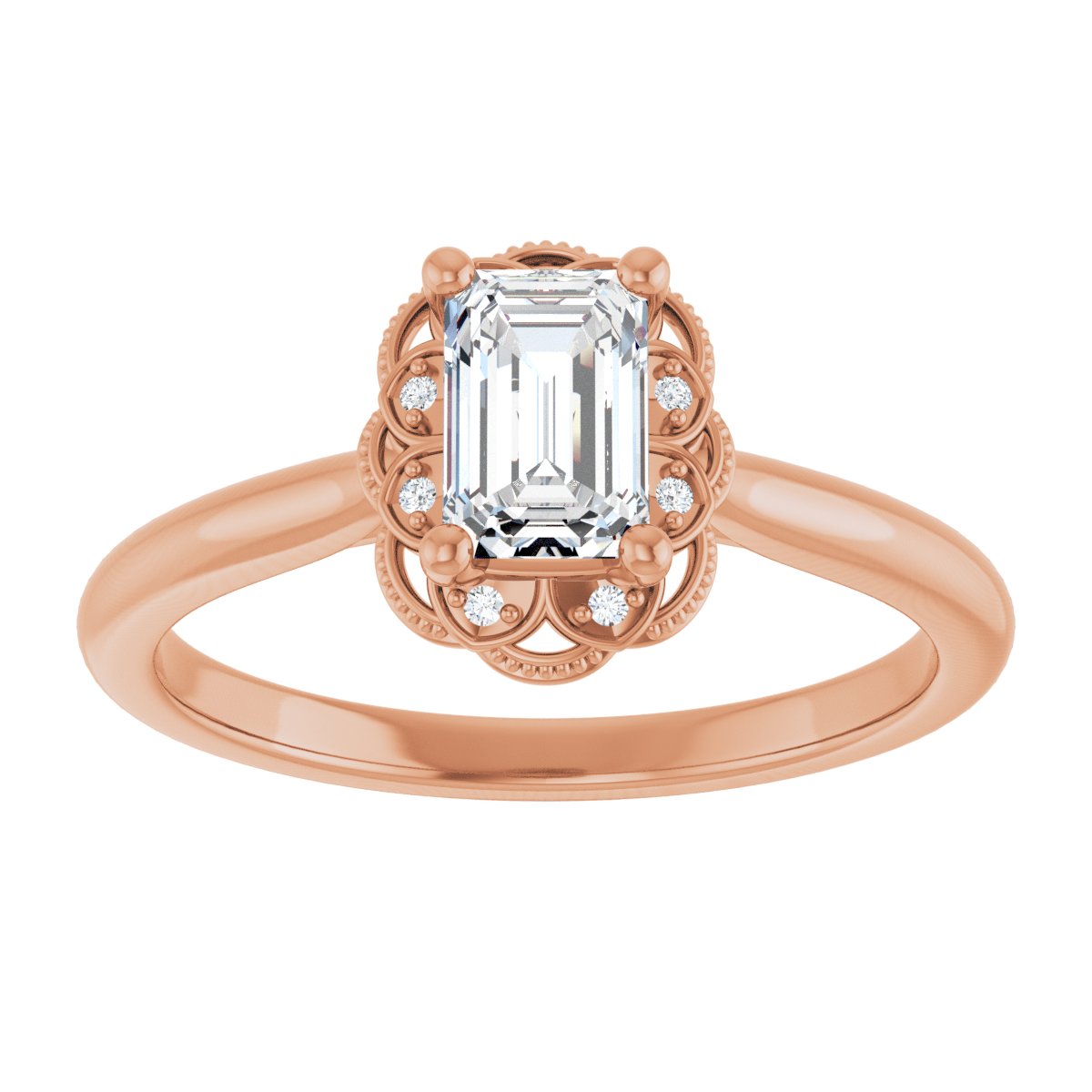 Emerald Bezel-Set Halo-Style Engagement Ring Semi-Mount - gallery - Series 124282