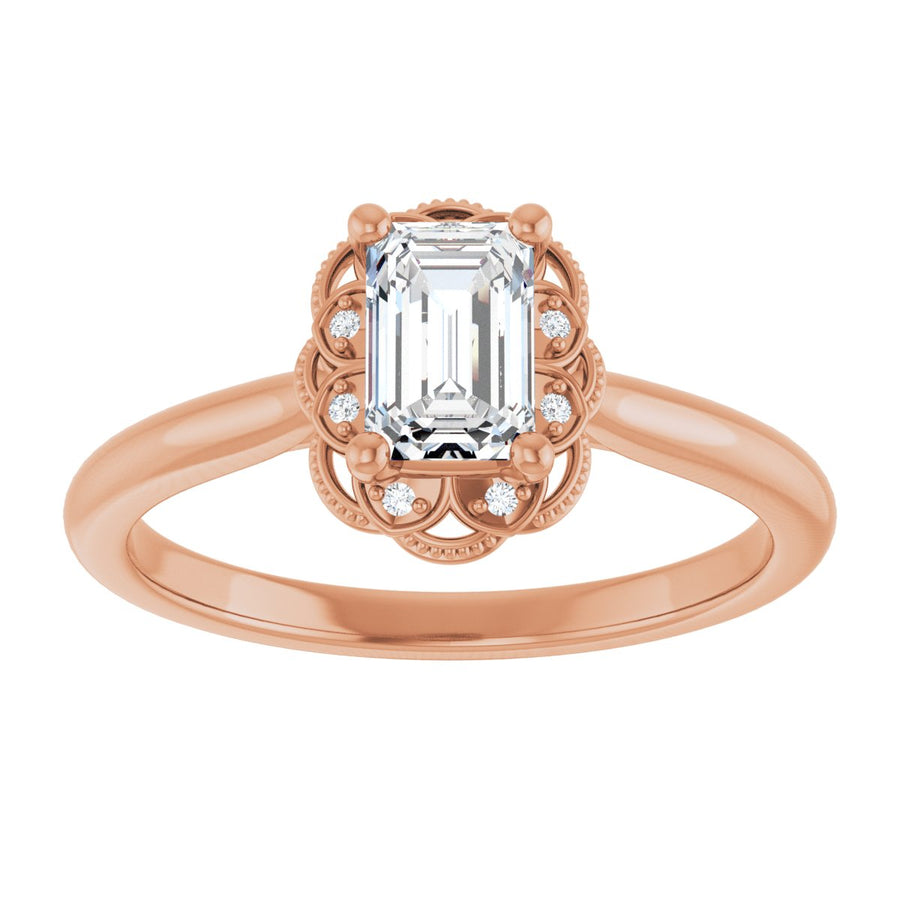Emerald Bezel-Set Halo-Style Engagement Ring Semi-Mount - gallery - Series 124282