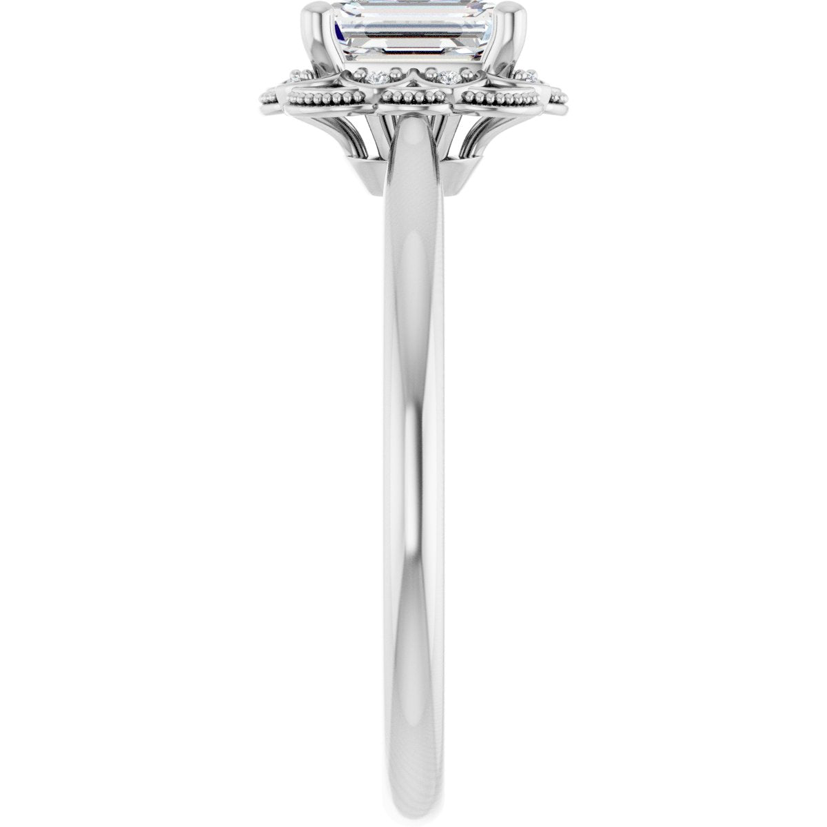Emerald Bezel-Set Halo-Style Engagement Ring Semi-Mount - gallery - Series 124282