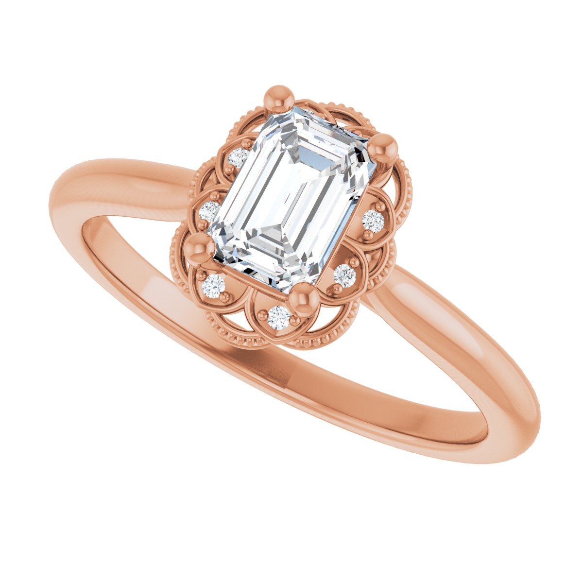 Emerald Bezel-Set Halo-Style Engagement Ring Semi-Mount - gallery - Series 124282
