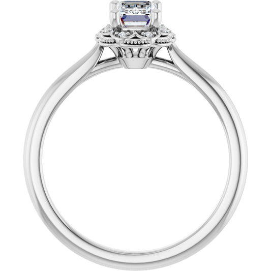 Emerald Bezel-Set Halo-Style Engagement Ring Semi-Mount - gallery - Series 124282