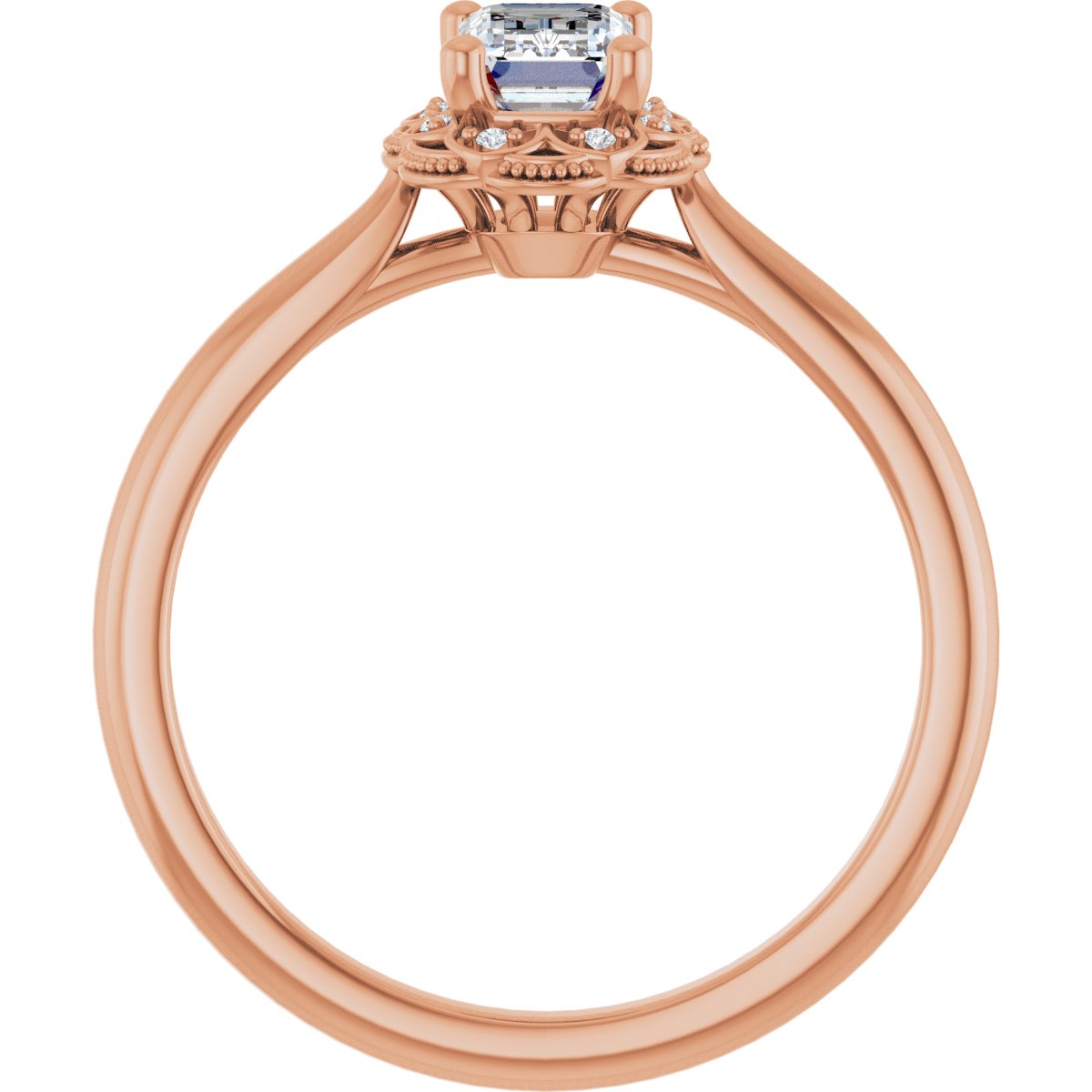 Emerald Bezel-Set Halo-Style Engagement Ring Semi-Mount - gallery - Series 124282