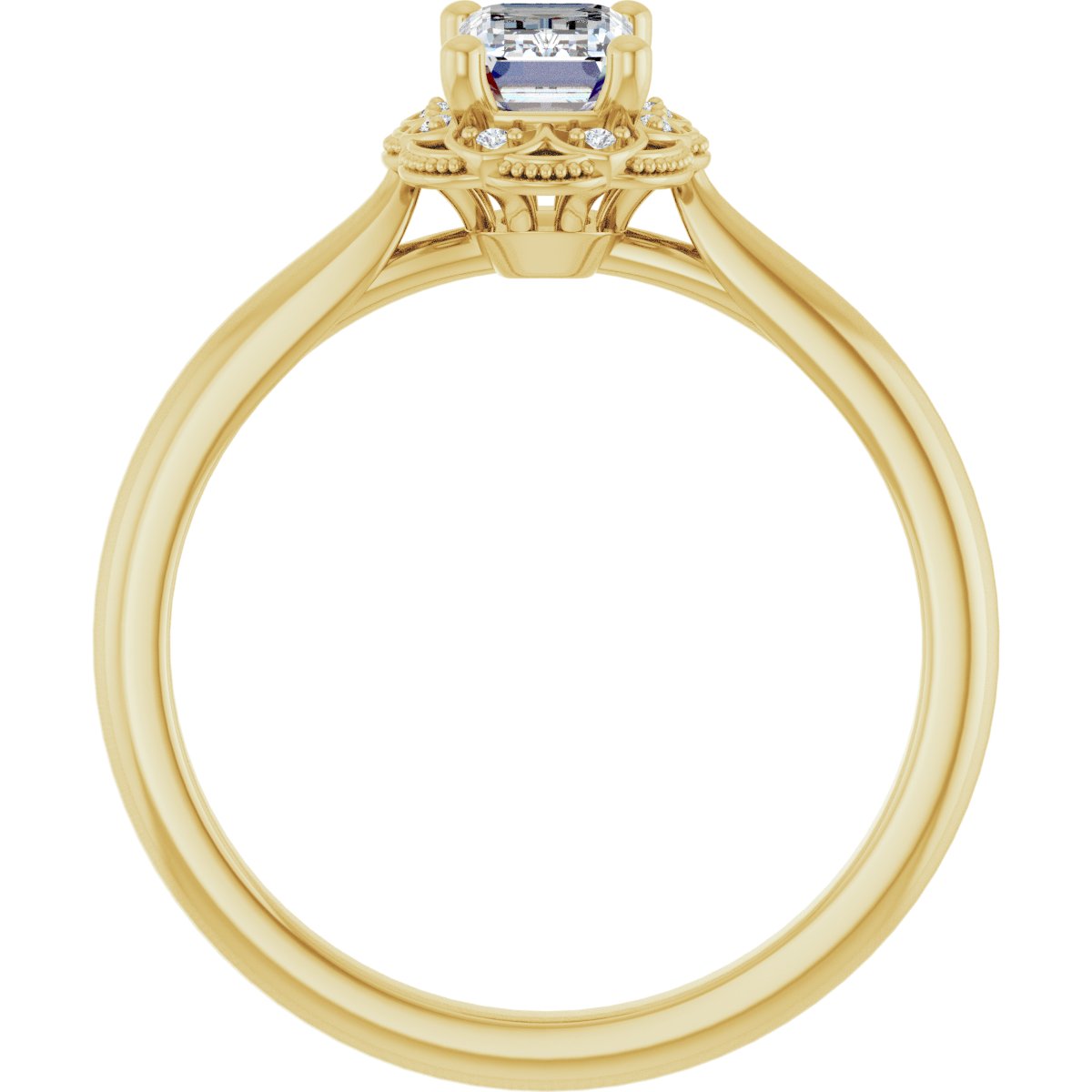 Emerald Bezel-Set Halo-Style Engagement Ring Semi-Mount - gallery - Series 124282