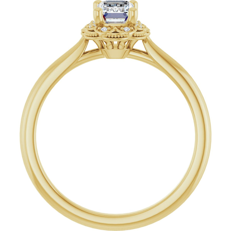 Emerald Bezel-Set Halo-Style Engagement Ring Semi-Mount - gallery - Series 124282
