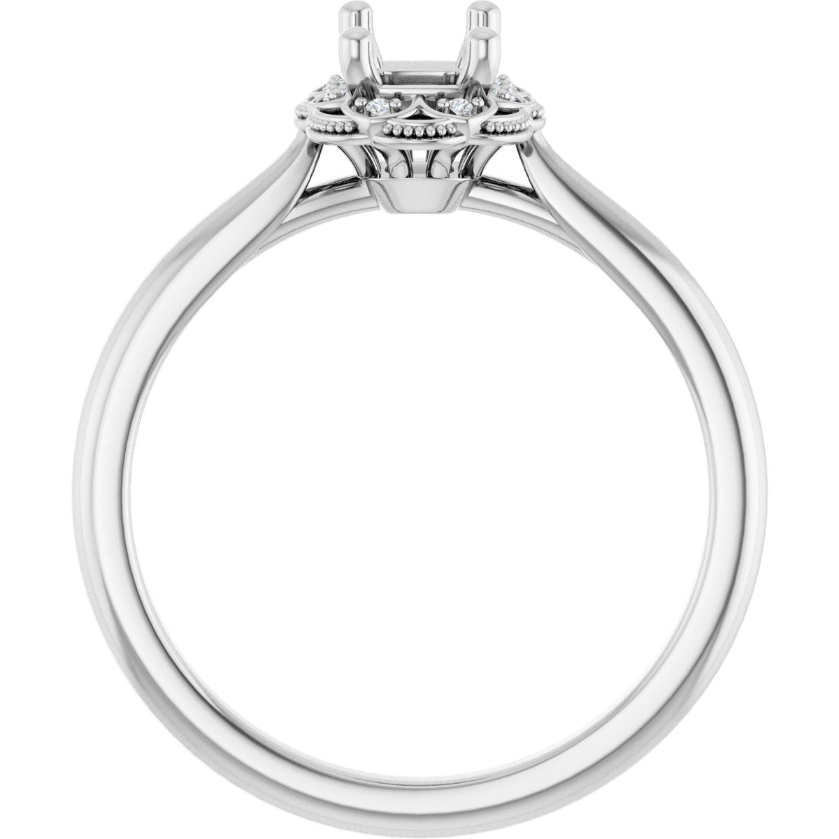 Emerald Bezel-Set Halo-Style Engagement Ring Semi-Mount - gallery - Series 124282