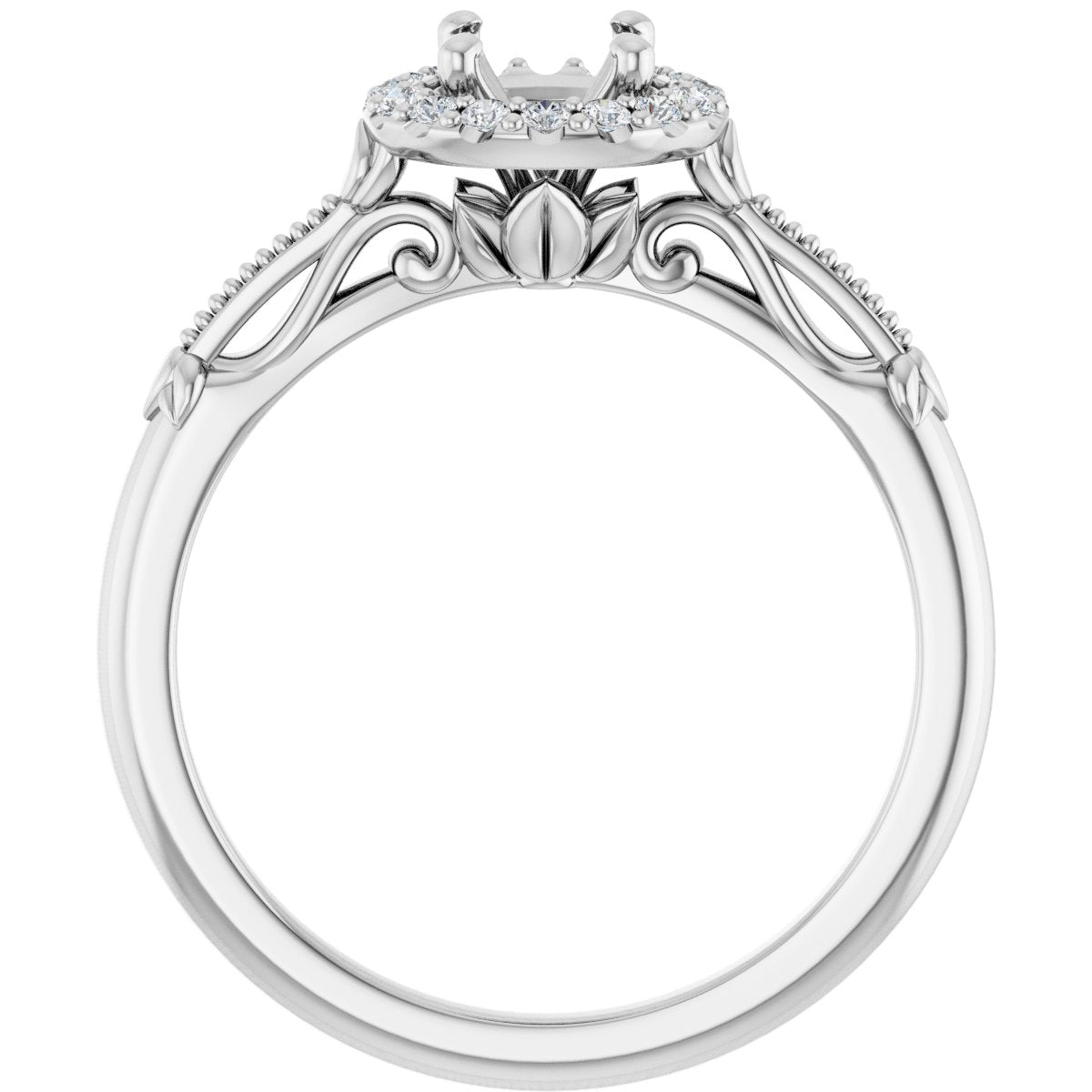 Round Halo-Style Engagement Ring Semi-Mount - gallery - Series 124330