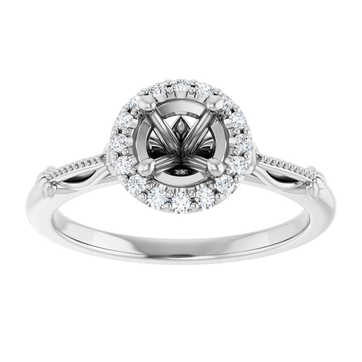 Round Halo-Style Engagement Ring Semi-Mount - gallery - Series 124330