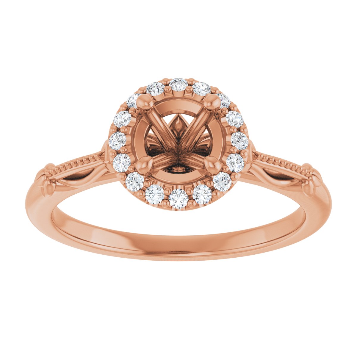 Round Halo-Style Engagement Ring Semi-Mount - gallery - Series 124330