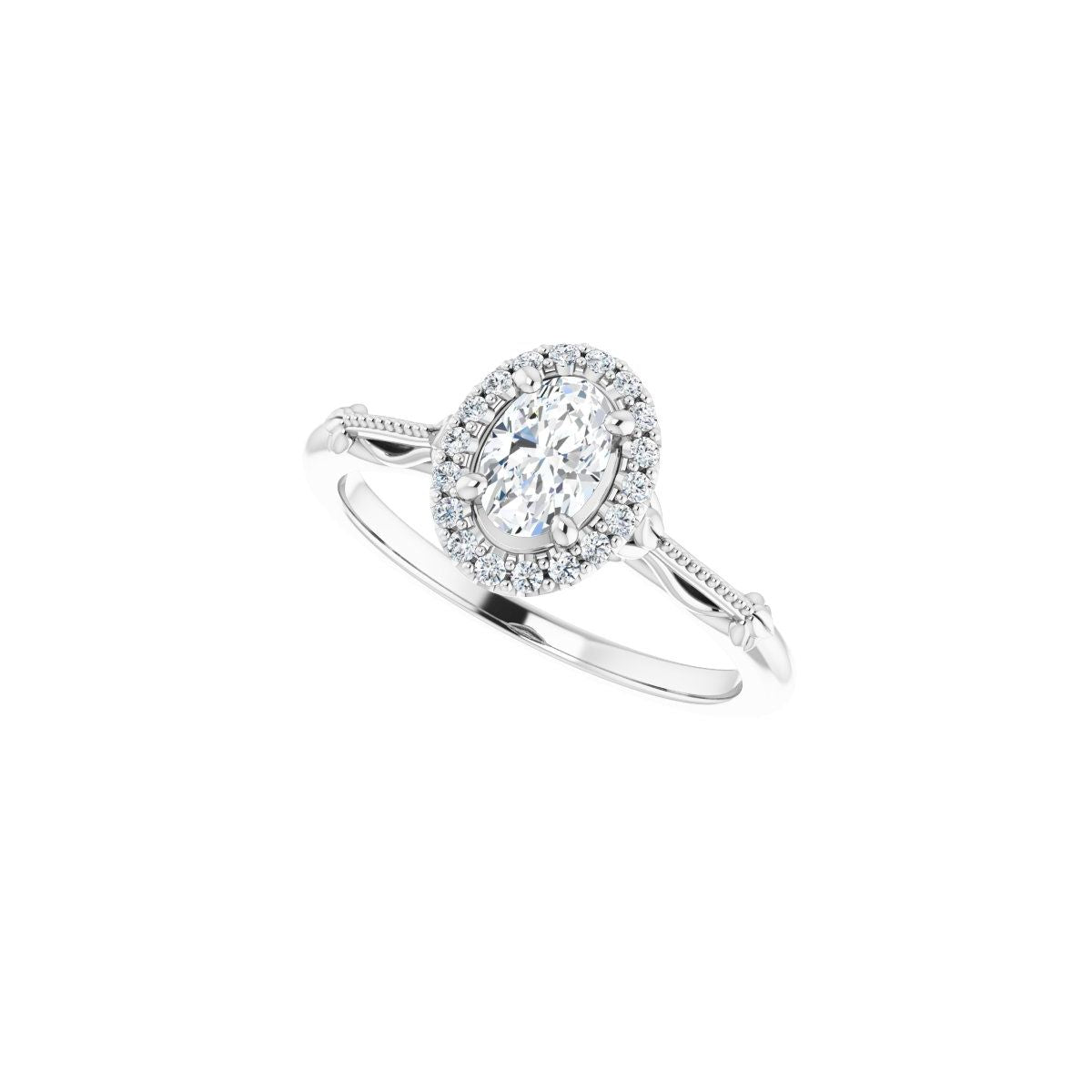 Oval Halo-Style Engagement Ring Semi-Mount - gallery - Series 124330
