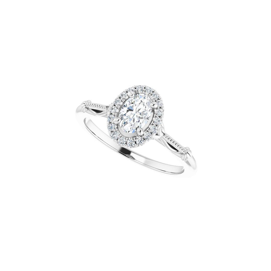 Oval Halo-Style Engagement Ring Semi-Mount - gallery - Series 124330