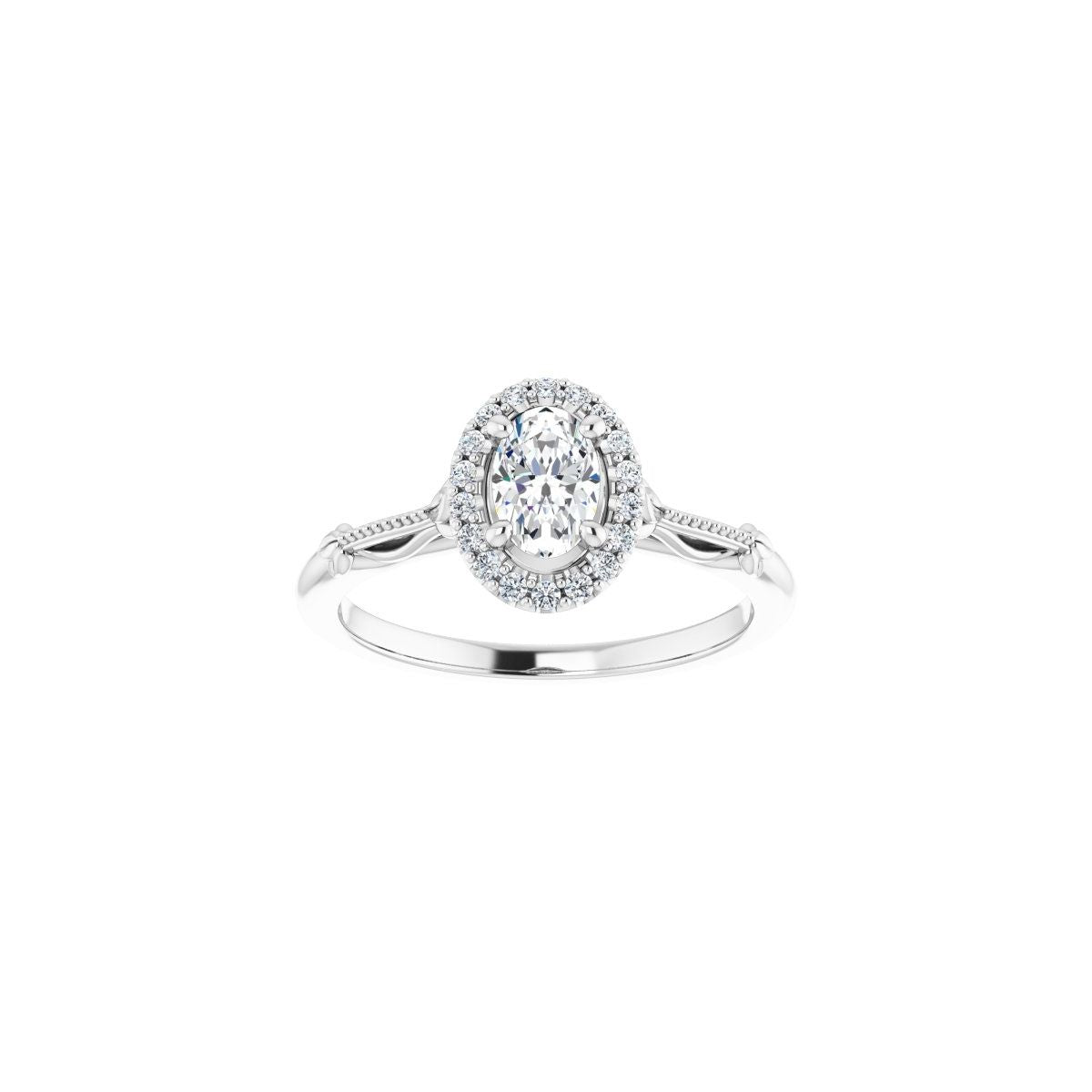 Oval Halo-Style Engagement Ring Semi-Mount - gallery - Series 124330