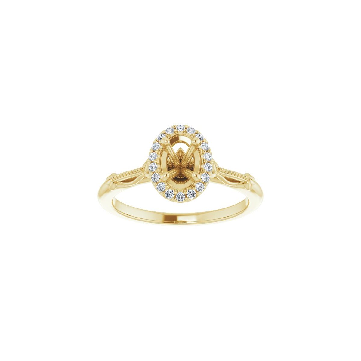 Oval Halo-Style Engagement Ring Semi-Mount - gallery - Series 124330
