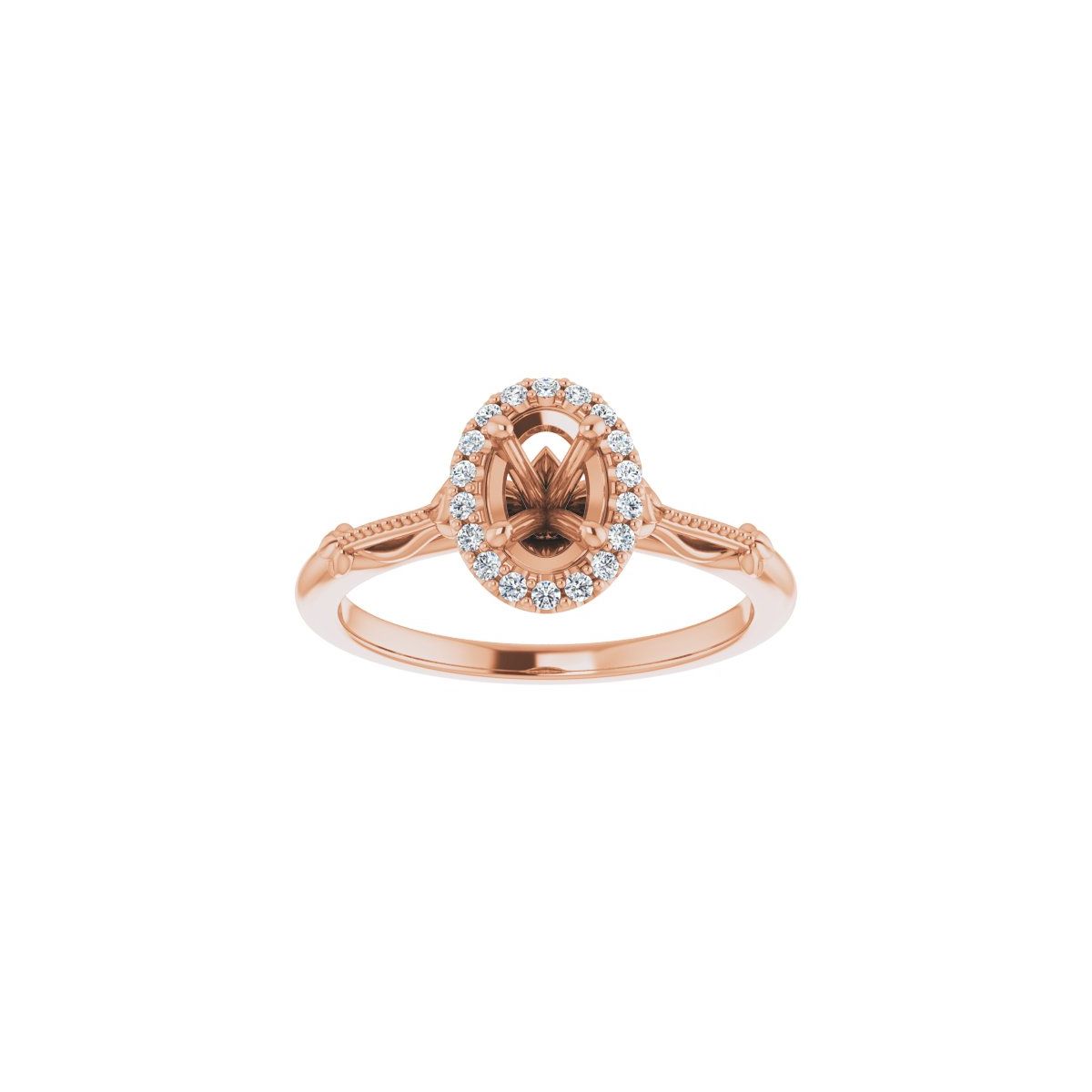 Oval Halo-Style Engagement Ring Semi-Mount - gallery - Series 124330