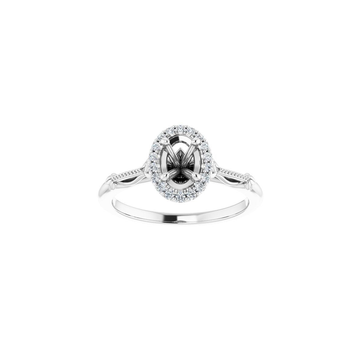 Oval Halo-Style Engagement Ring Semi-Mount - gallery - Series 124330