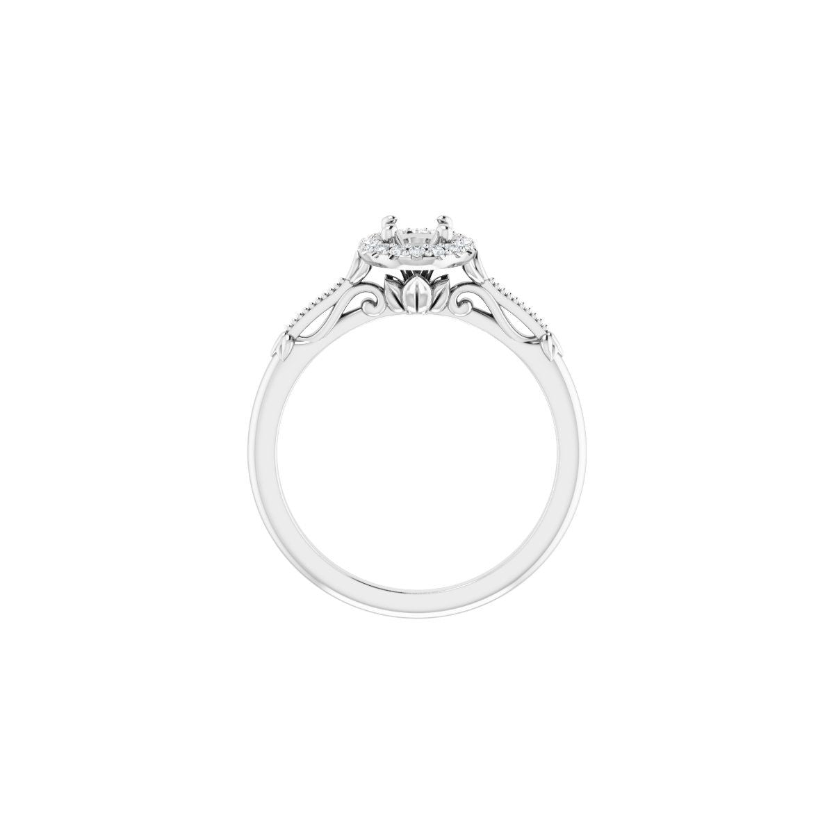 Oval Halo-Style Engagement Ring Semi-Mount - gallery - Series 124330