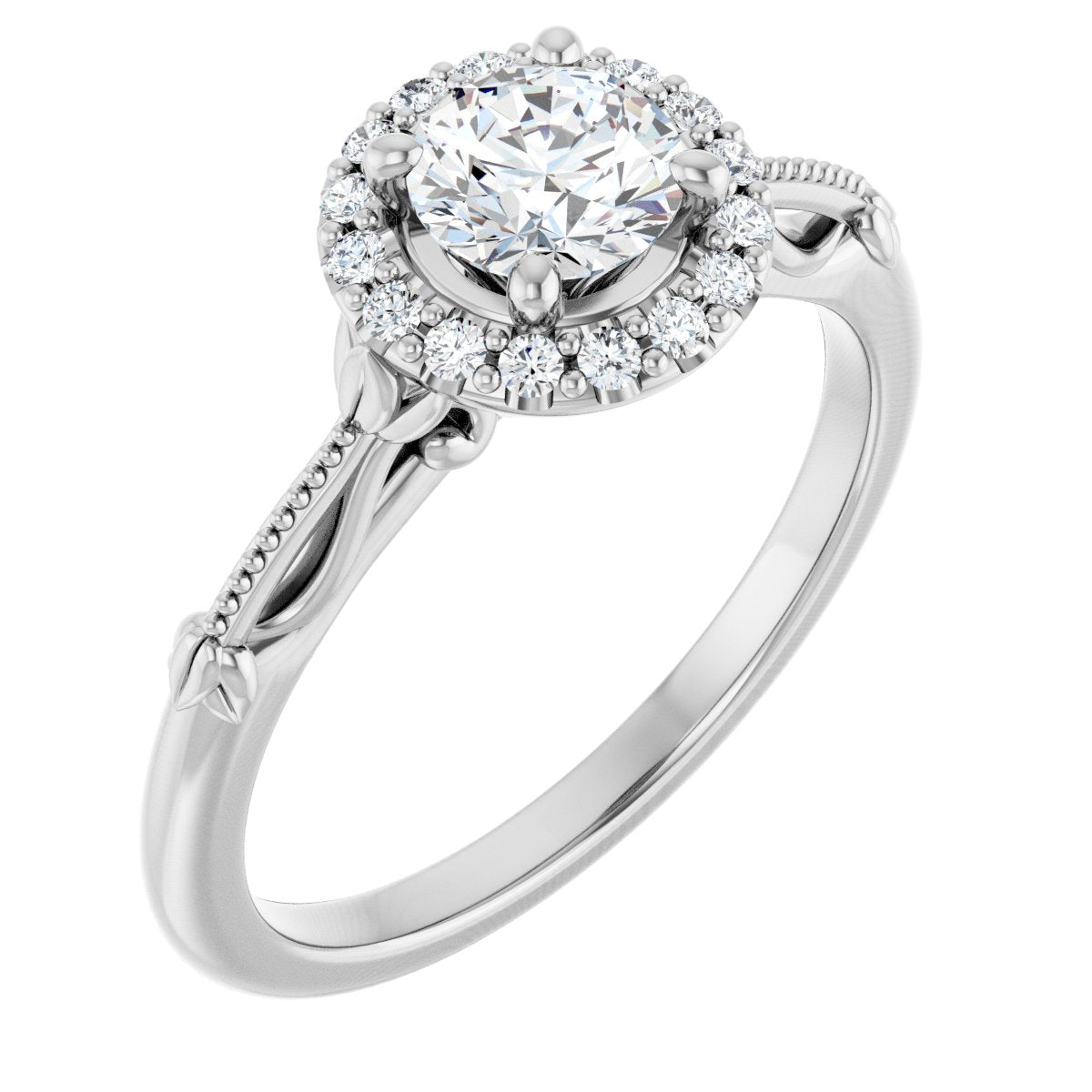 Natural Diamond Round Halo-Style Engagement Ring Semi-Mount - Platinum - Series 124330