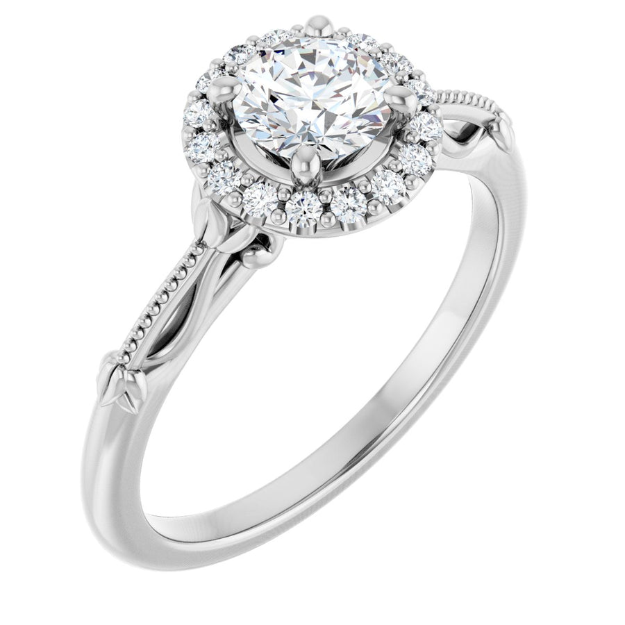 Natural Diamond Round Halo-Style Engagement Ring Semi-Mount - Platinum - Series 124330