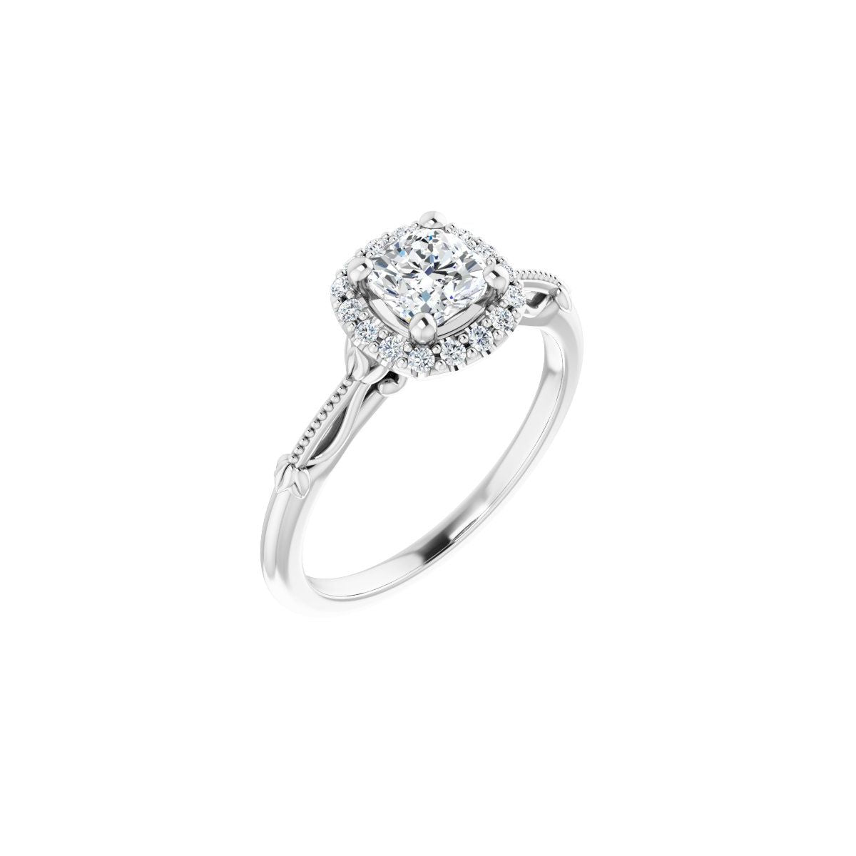 Natural Diamond Cushion Halo-Style Engagement Ring Semi-Mount - Platinum - Series 124330