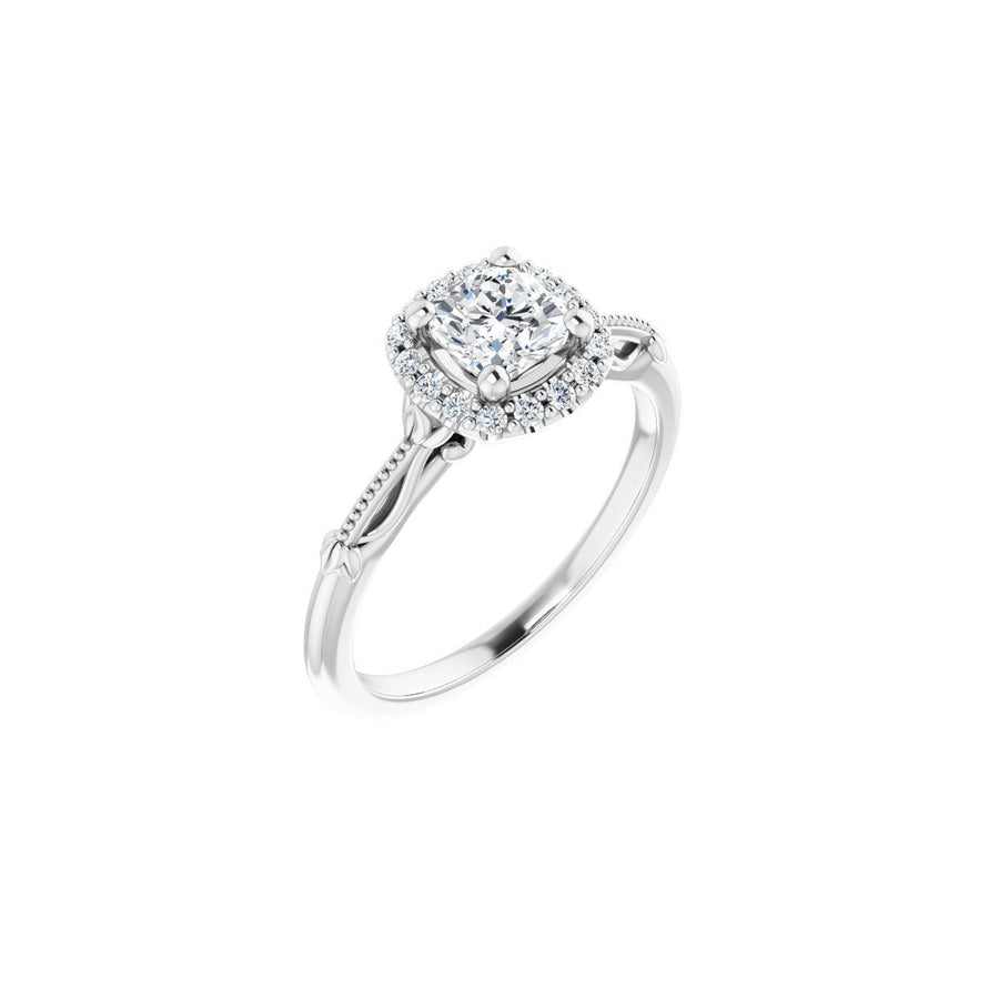 Natural Diamond Cushion Halo-Style Engagement Ring Semi-Mount - Platinum - Series 124330
