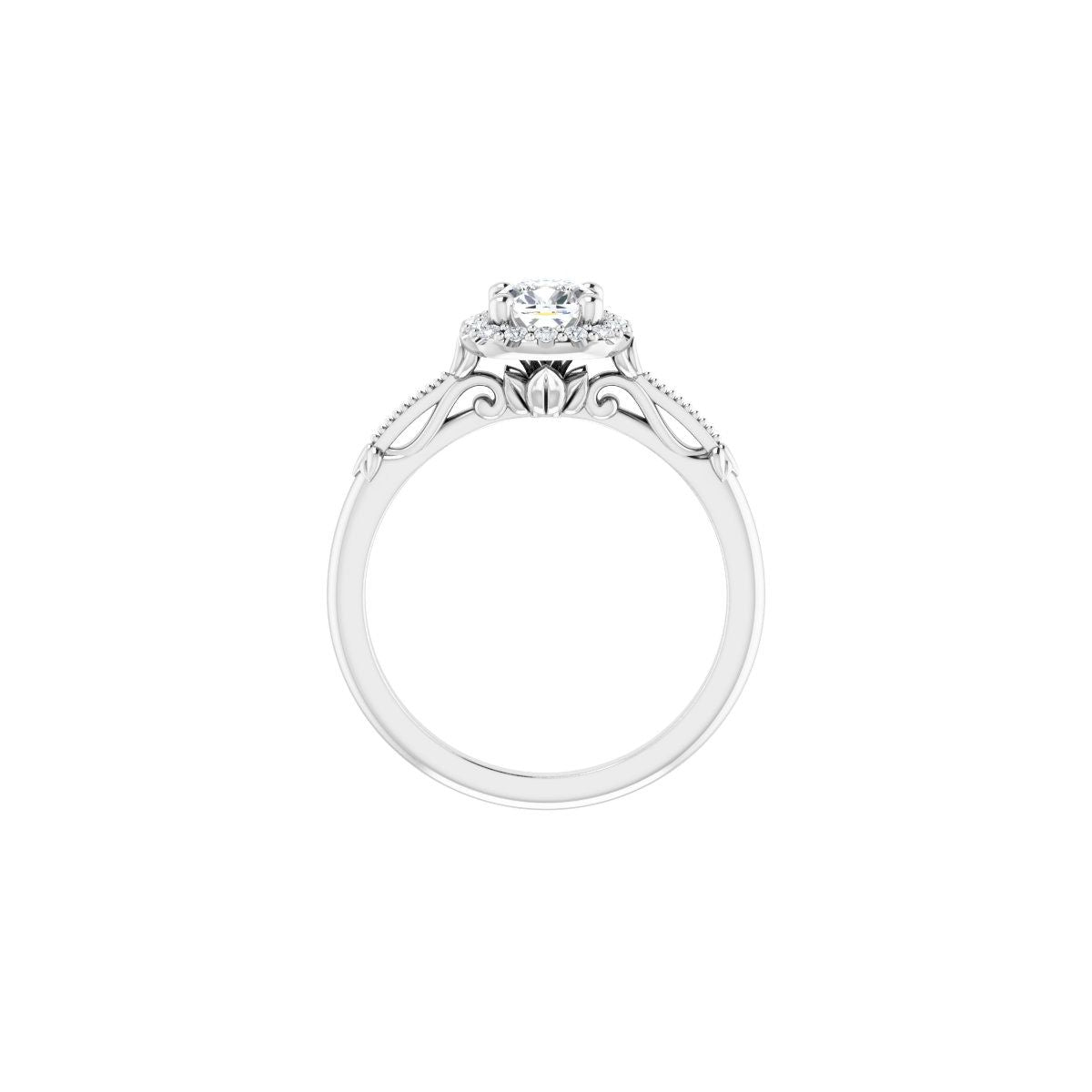 Cushion Halo-Style Engagement Ring Semi-Mount - gallery - Series 124330