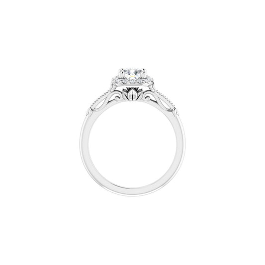 Cushion Halo-Style Engagement Ring Semi-Mount - gallery - Series 124330