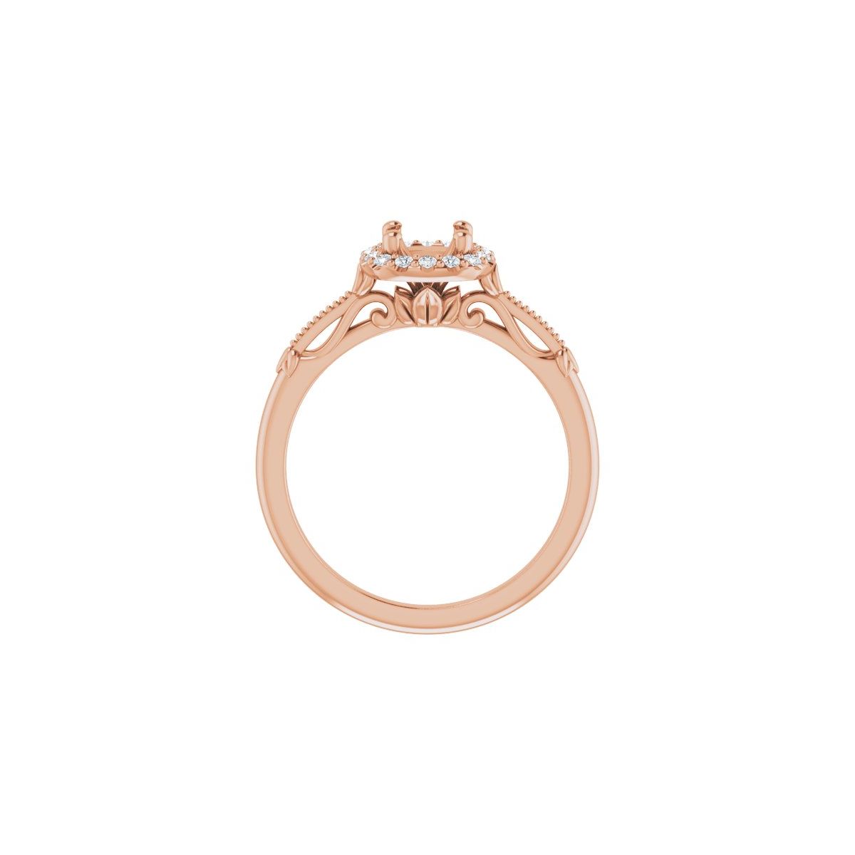 Cushion Halo-Style Engagement Ring Semi-Mount - gallery - Series 124330