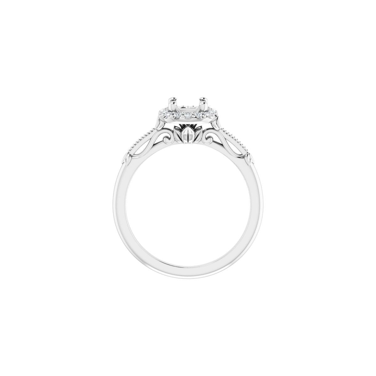 Cushion Halo-Style Engagement Ring Semi-Mount - gallery - Series 124330