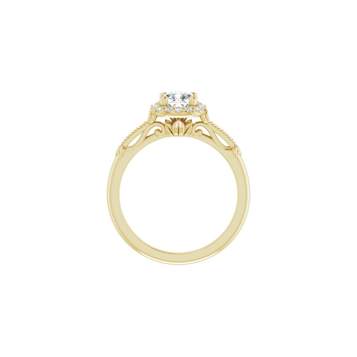 Cushion Halo-Style Engagement Ring Semi-Mount - gallery - Series 124330