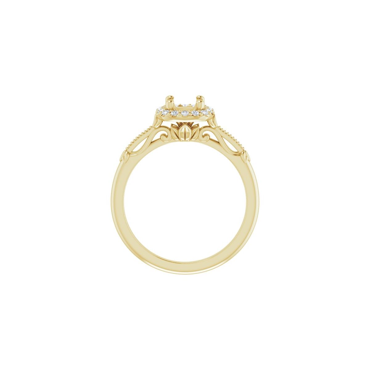 Cushion Halo-Style Engagement Ring Semi-Mount - gallery - Series 124330