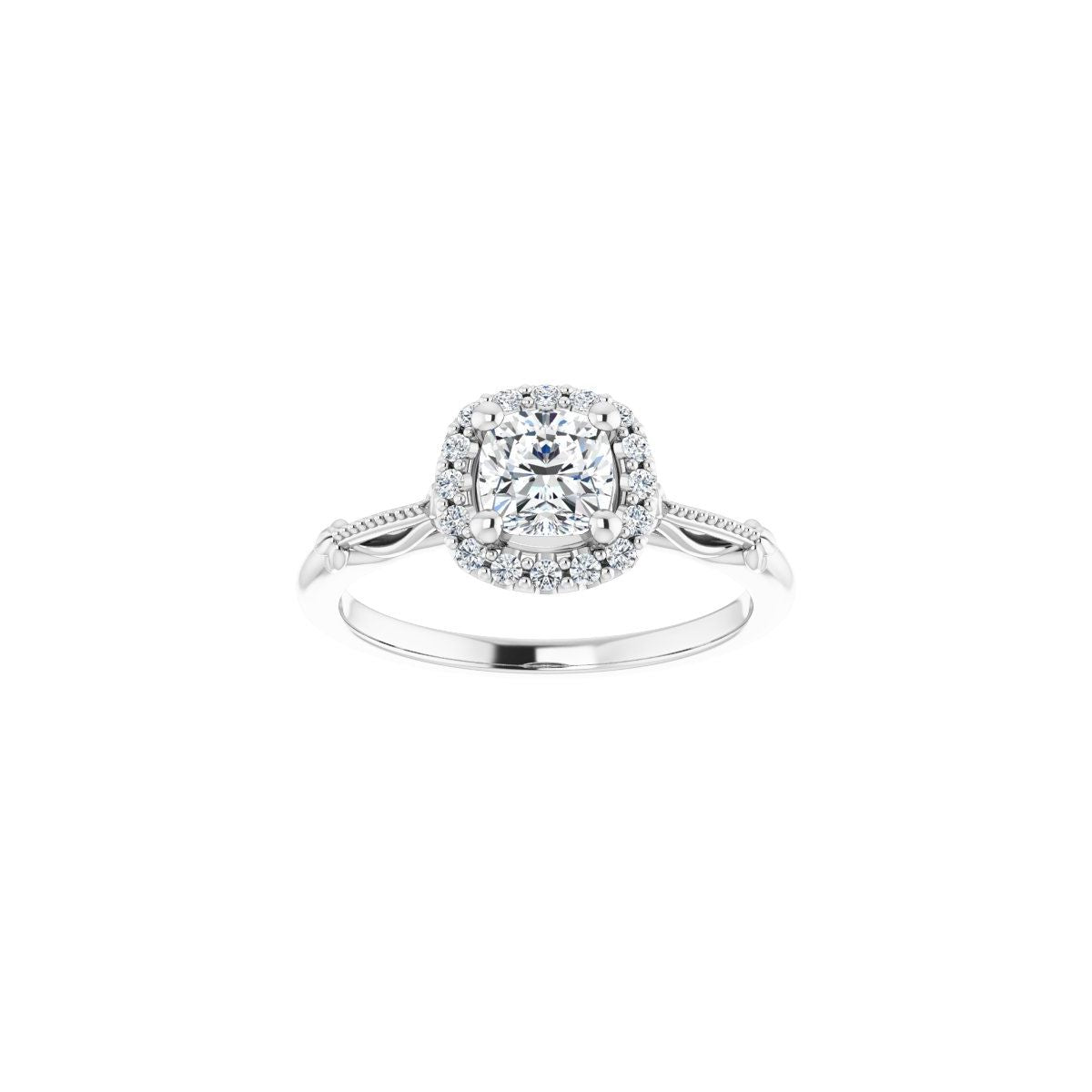 Cushion Halo-Style Engagement Ring Semi-Mount - gallery - Series 124330