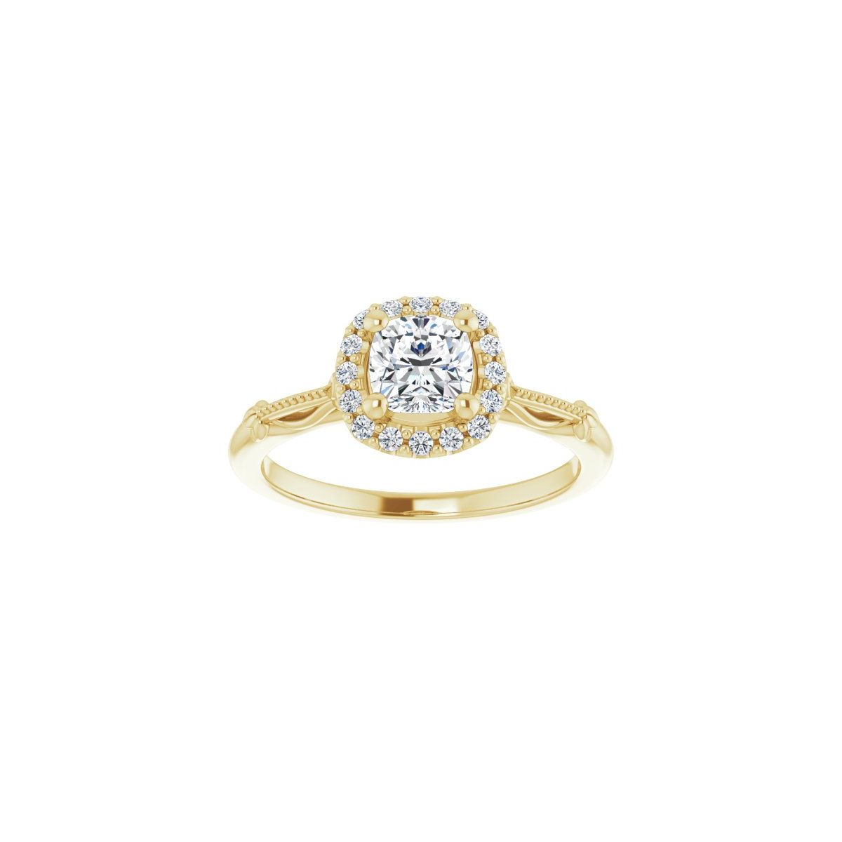 Cushion Halo-Style Engagement Ring Semi-Mount - gallery - Series 124330