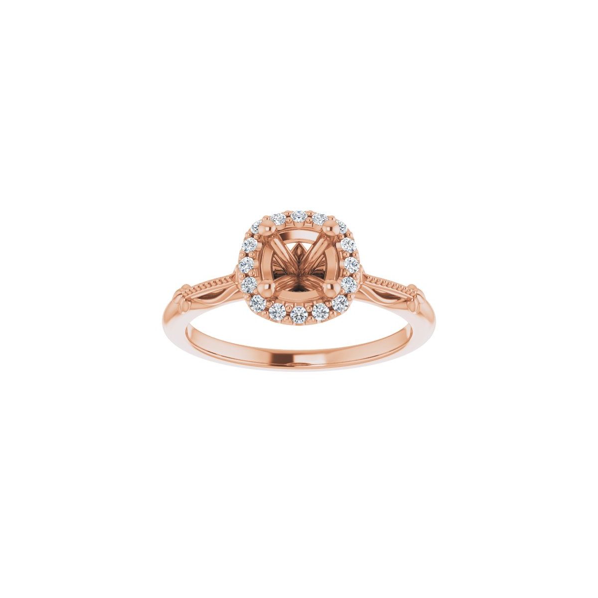 Cushion Halo-Style Engagement Ring Semi-Mount - gallery - Series 124330